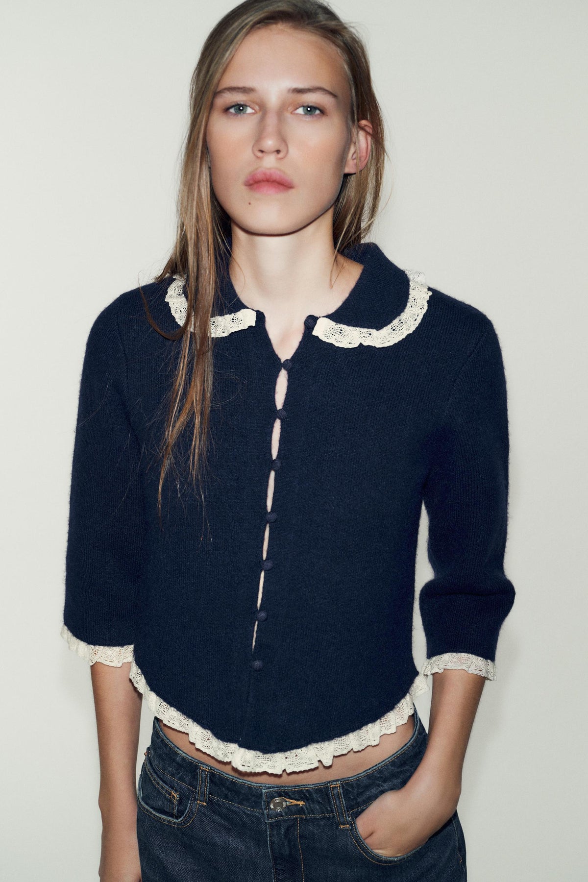 LACE PETER PAN COLLAR CARDIGAN - Image 2