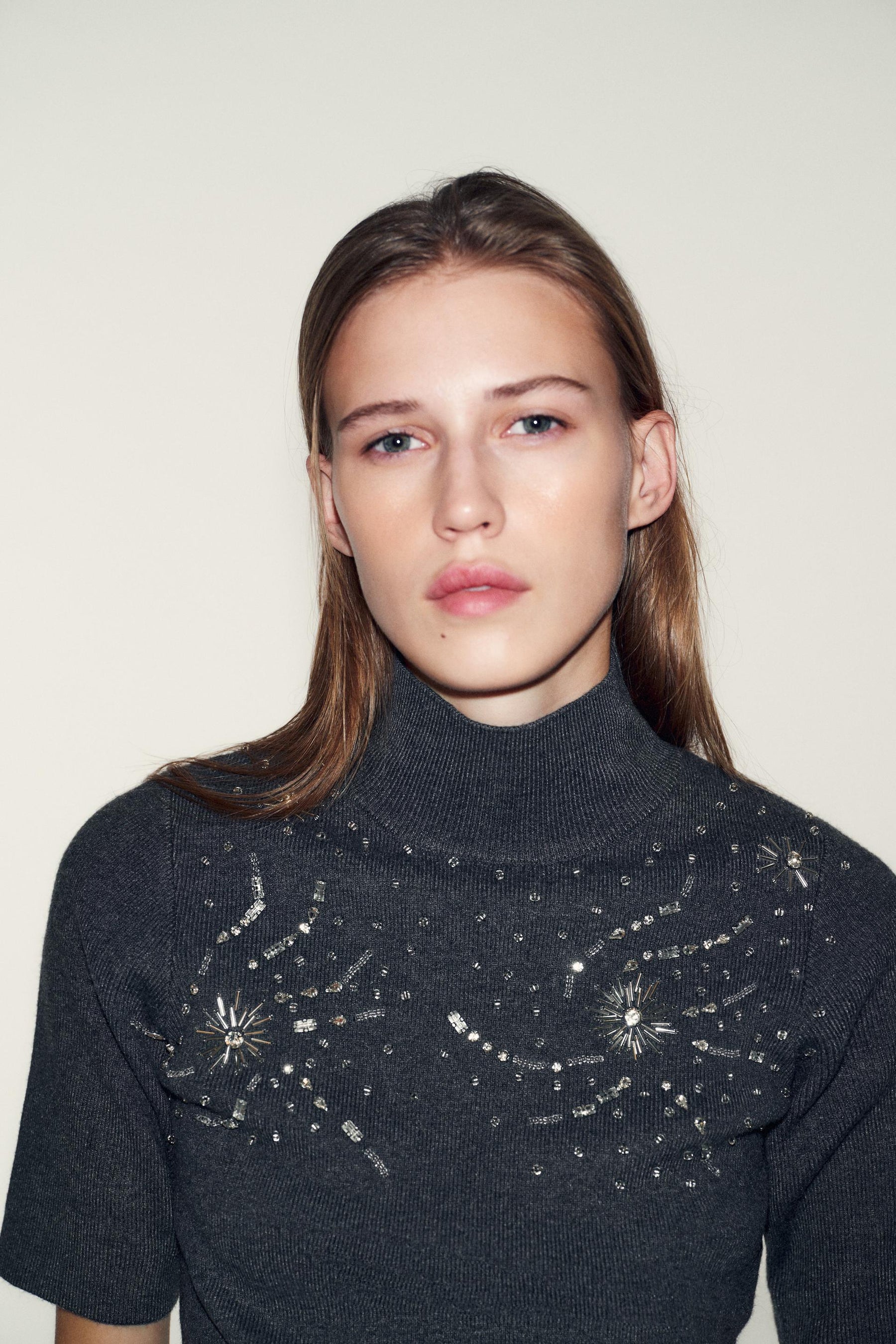 SHORT SLEEVE BEADED KNIT JUMPER - Image 4
