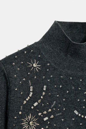 SHORT SLEEVE BEADED KNIT JUMPER - Image 7