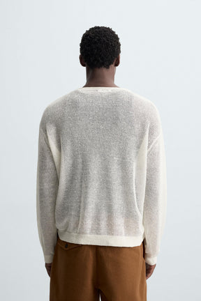 LINEN BLEND TEXTURED SWEATER - Image 3