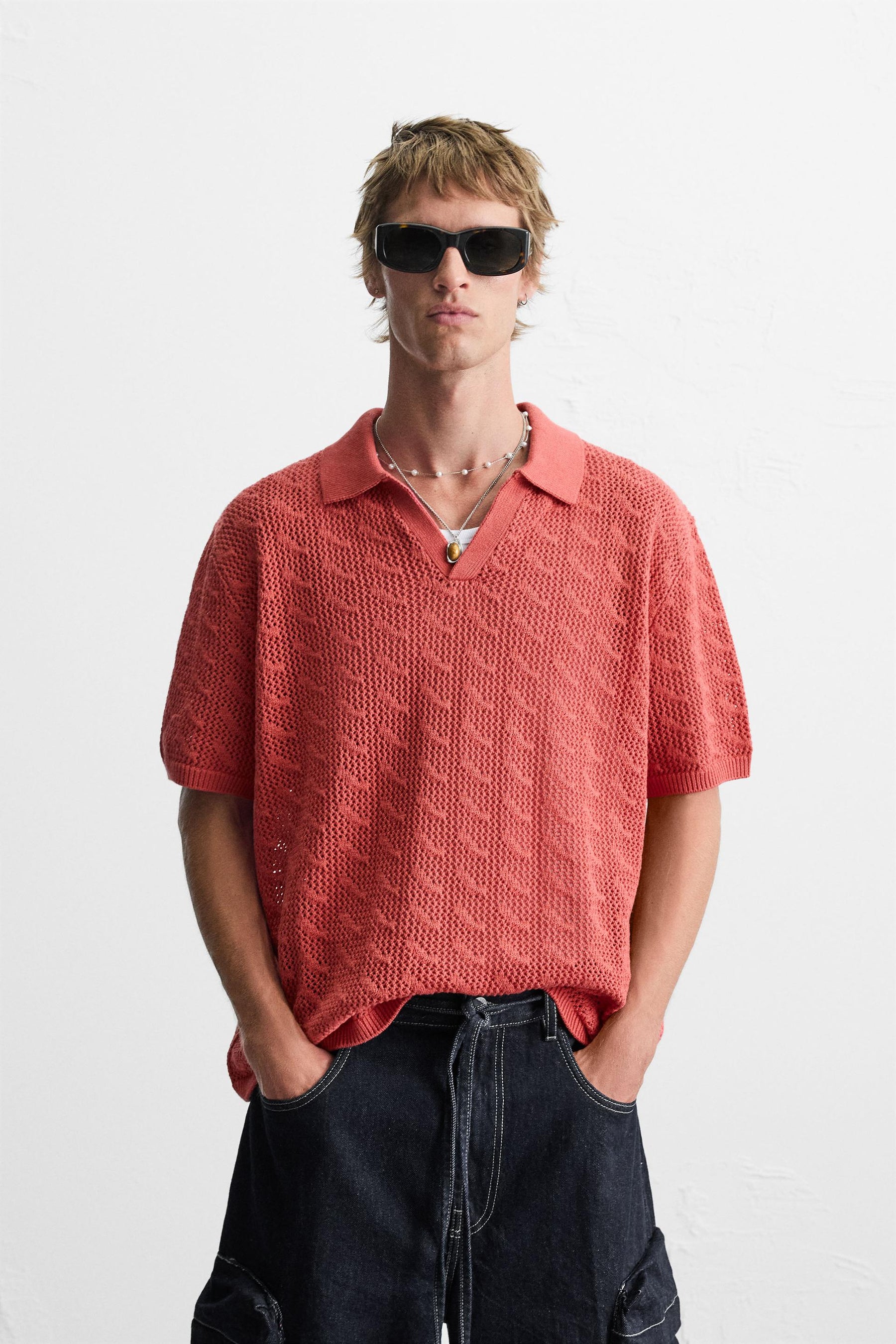 OPEN KNIT POLO SHIRT - Image 2