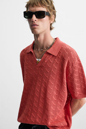 OPEN KNIT POLO SHIRT - Image 5
