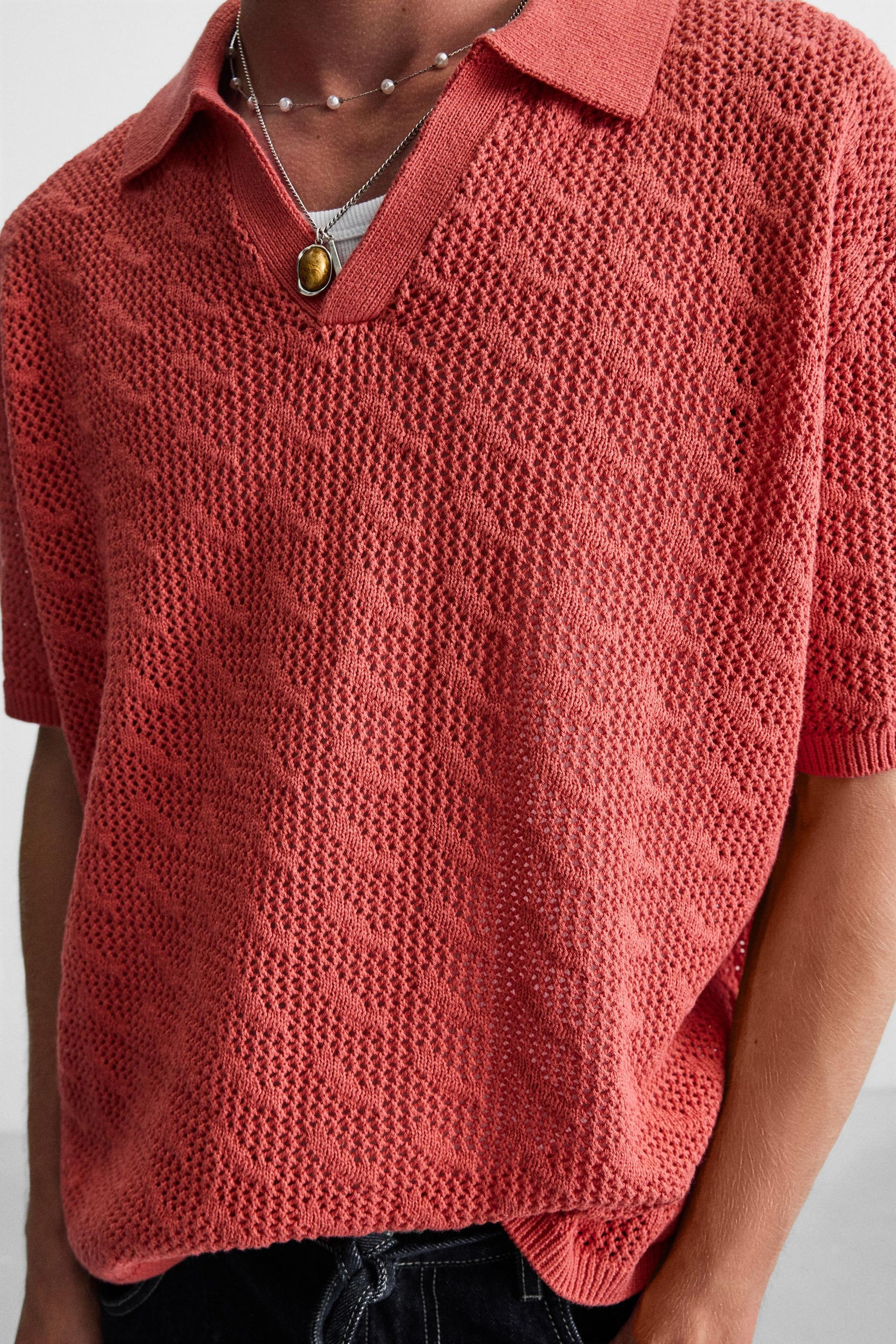 OPEN KNIT POLO SHIRT - Image 6