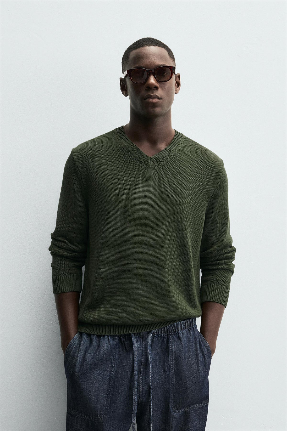 COTTON V-NECK SWEATER - Image 2