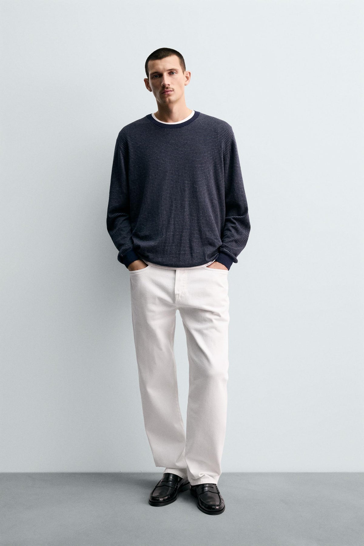 COTTON - CASHMERE STRIPED SWEATER - Image 1