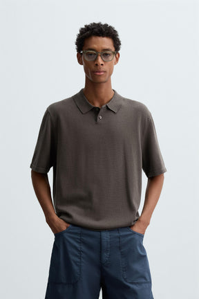 COTTON BLEND KNIT POLO SHIRT - Image 2