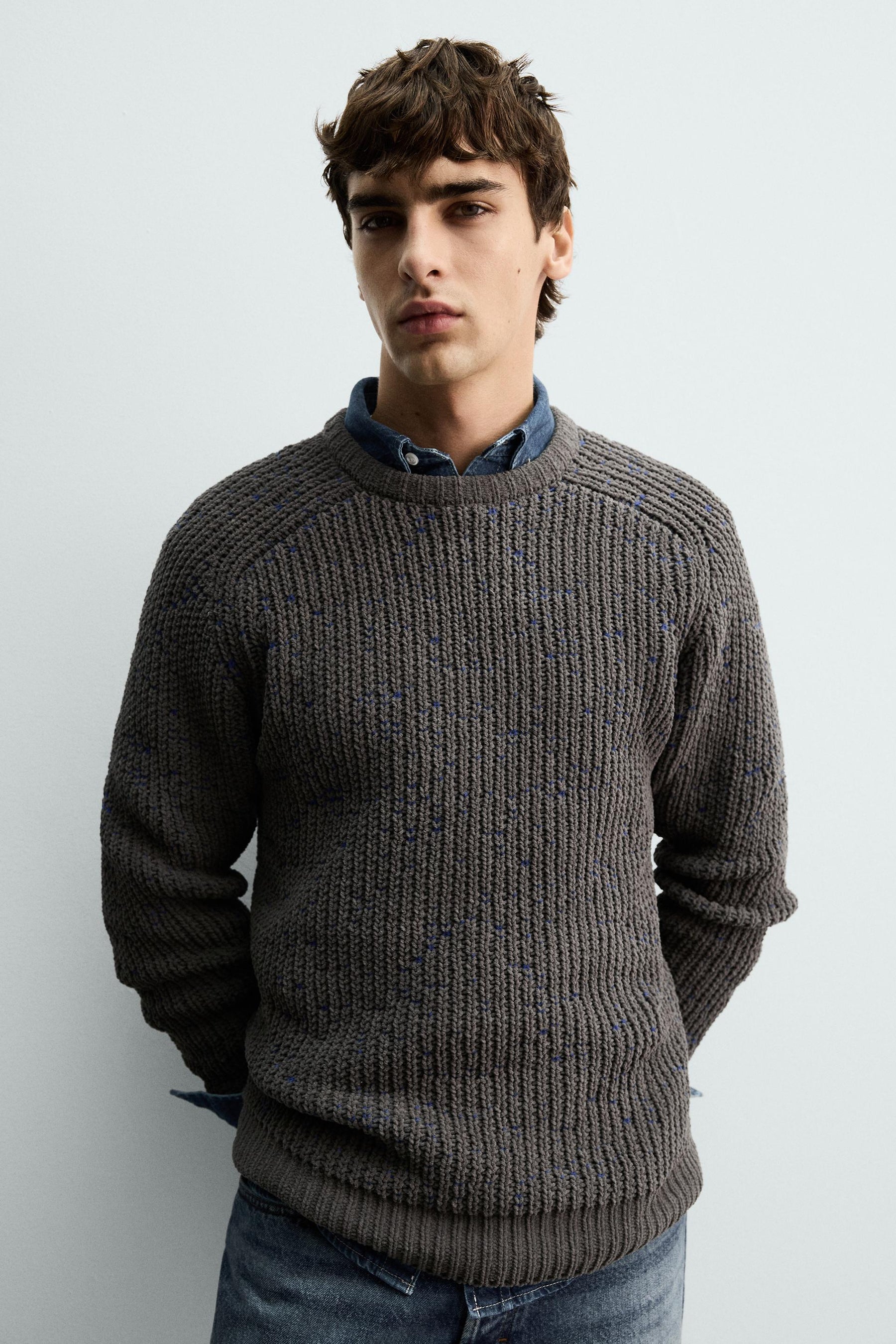 Contrasting Chenille Pullover