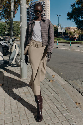 Gesteppte Bomberjacke im Hahnentrittmuster