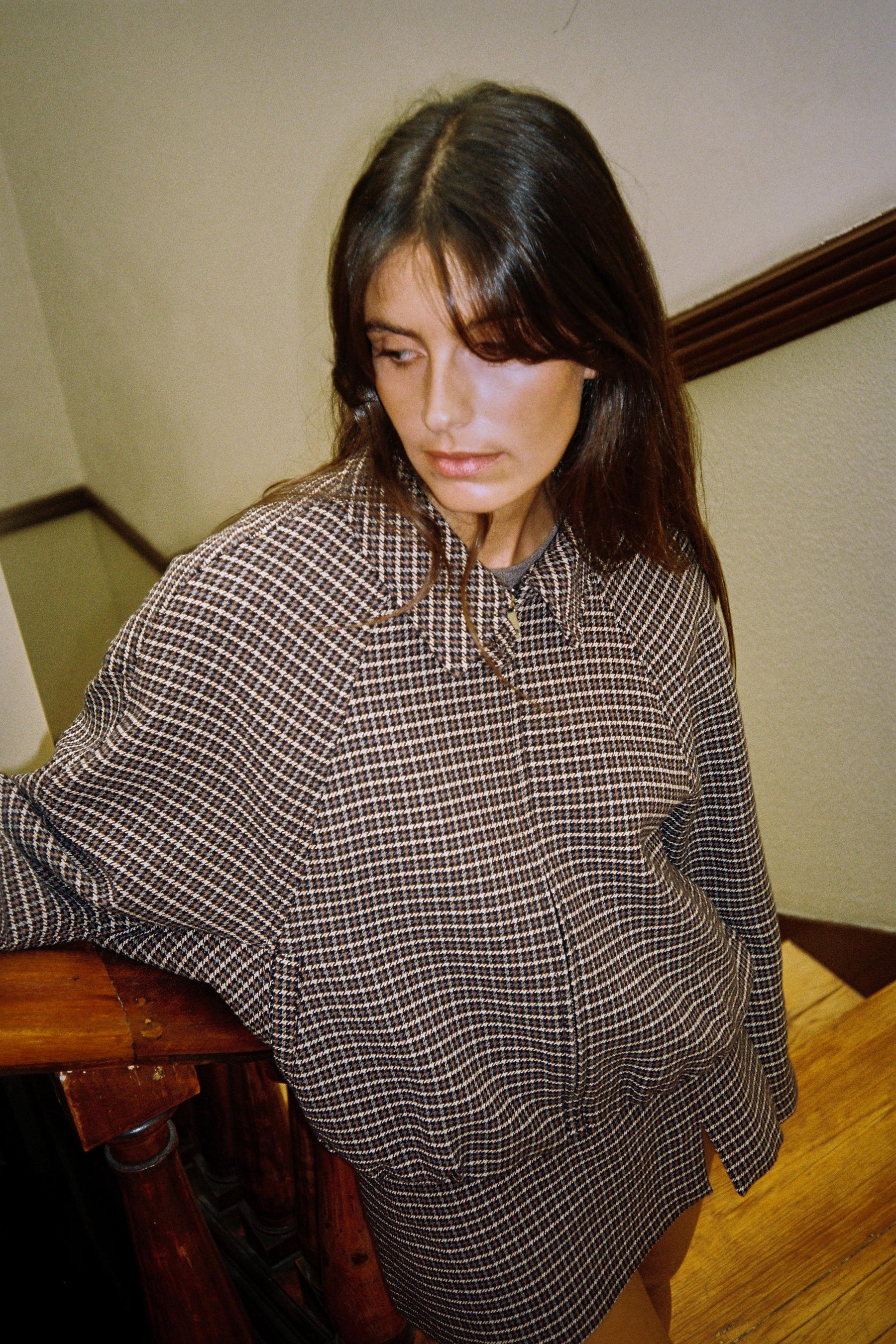 HOUNDSTOOTH QUILTED BOMBER JACKET - Image 1