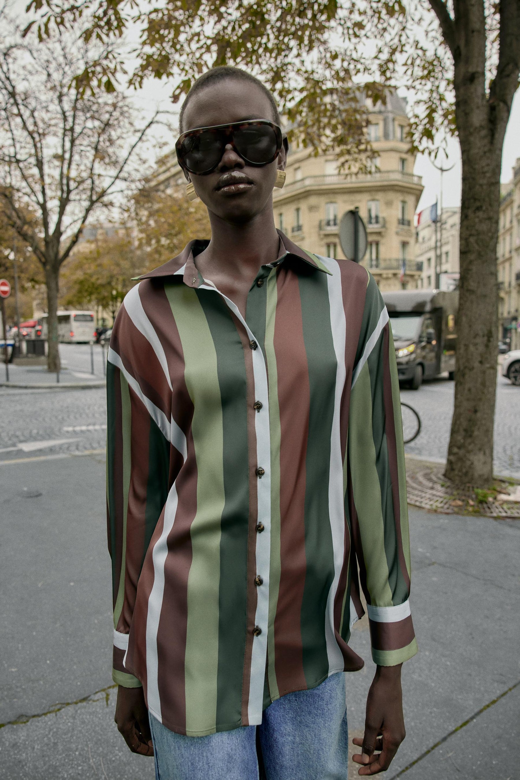 Gestreifte Satinbluse