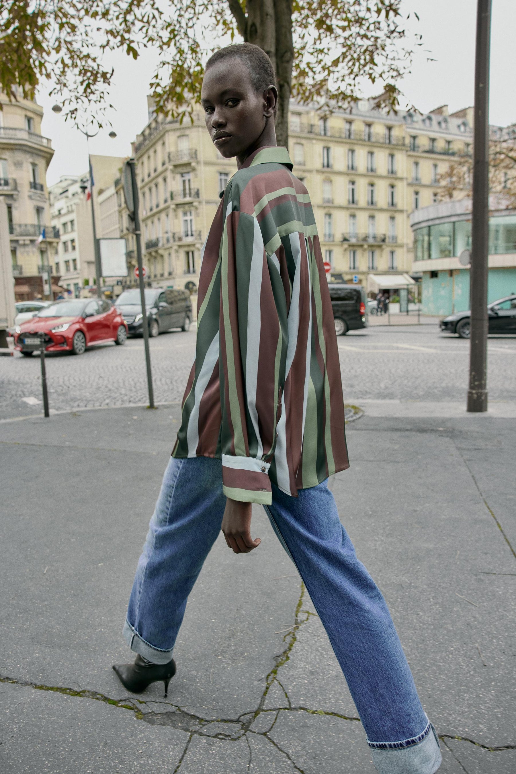 Gestreifte Satinbluse