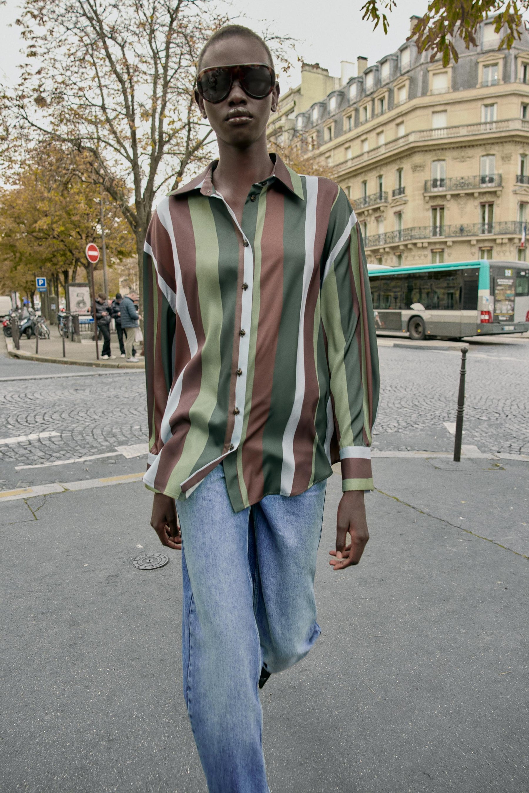 Gestreifte Satinbluse