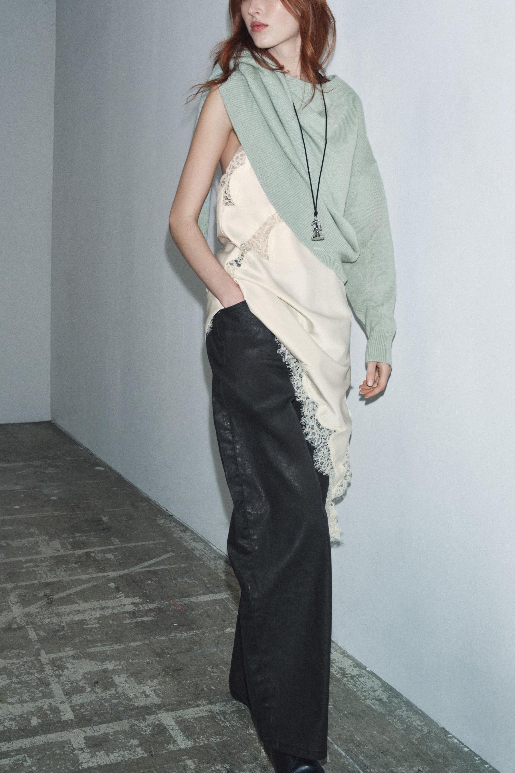 Crackled Low-Rise Barrel Jeans