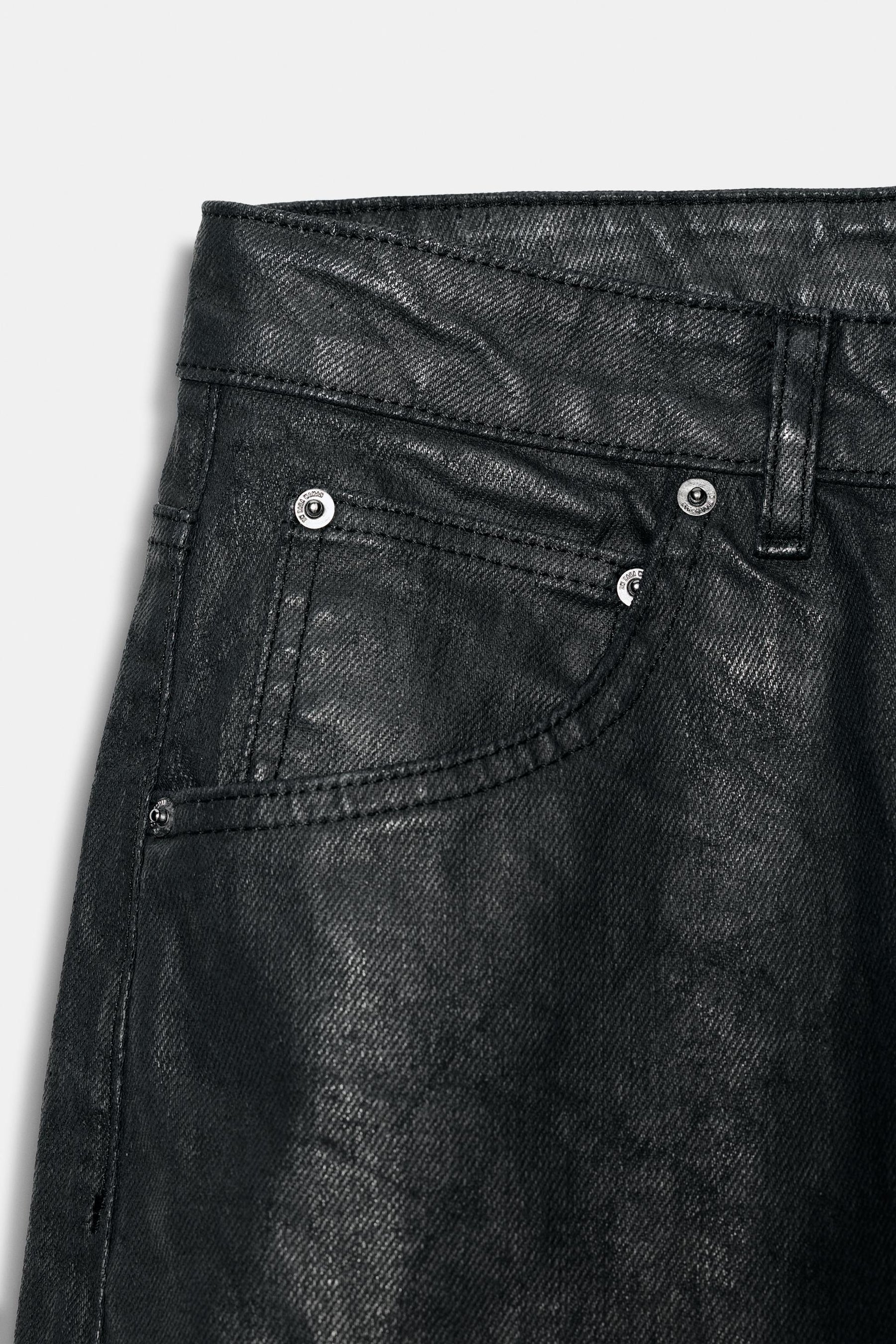 Crackled Low-Rise Barrel Jeans