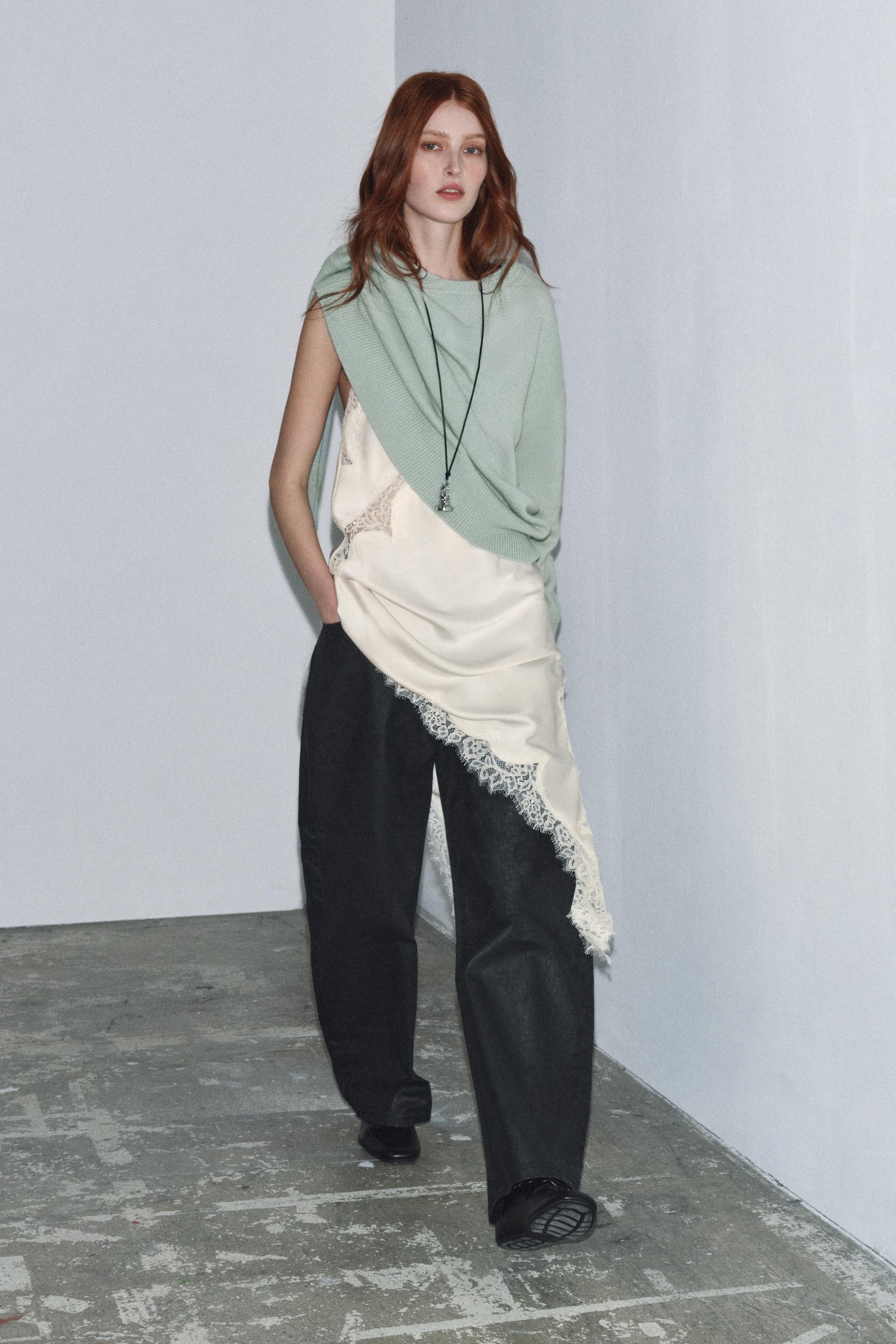 Crackled Low-Rise Barrel Jeans