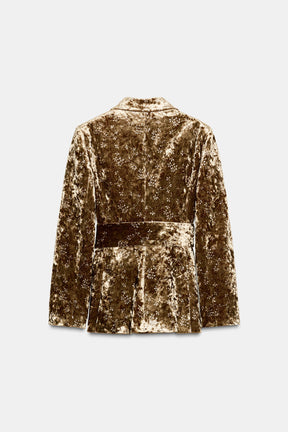 Samtblazer mit Metallic-Faden