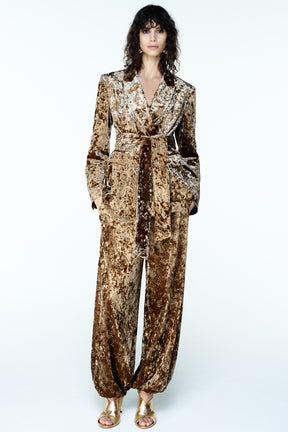 Samtblazer mit Metallic-Faden