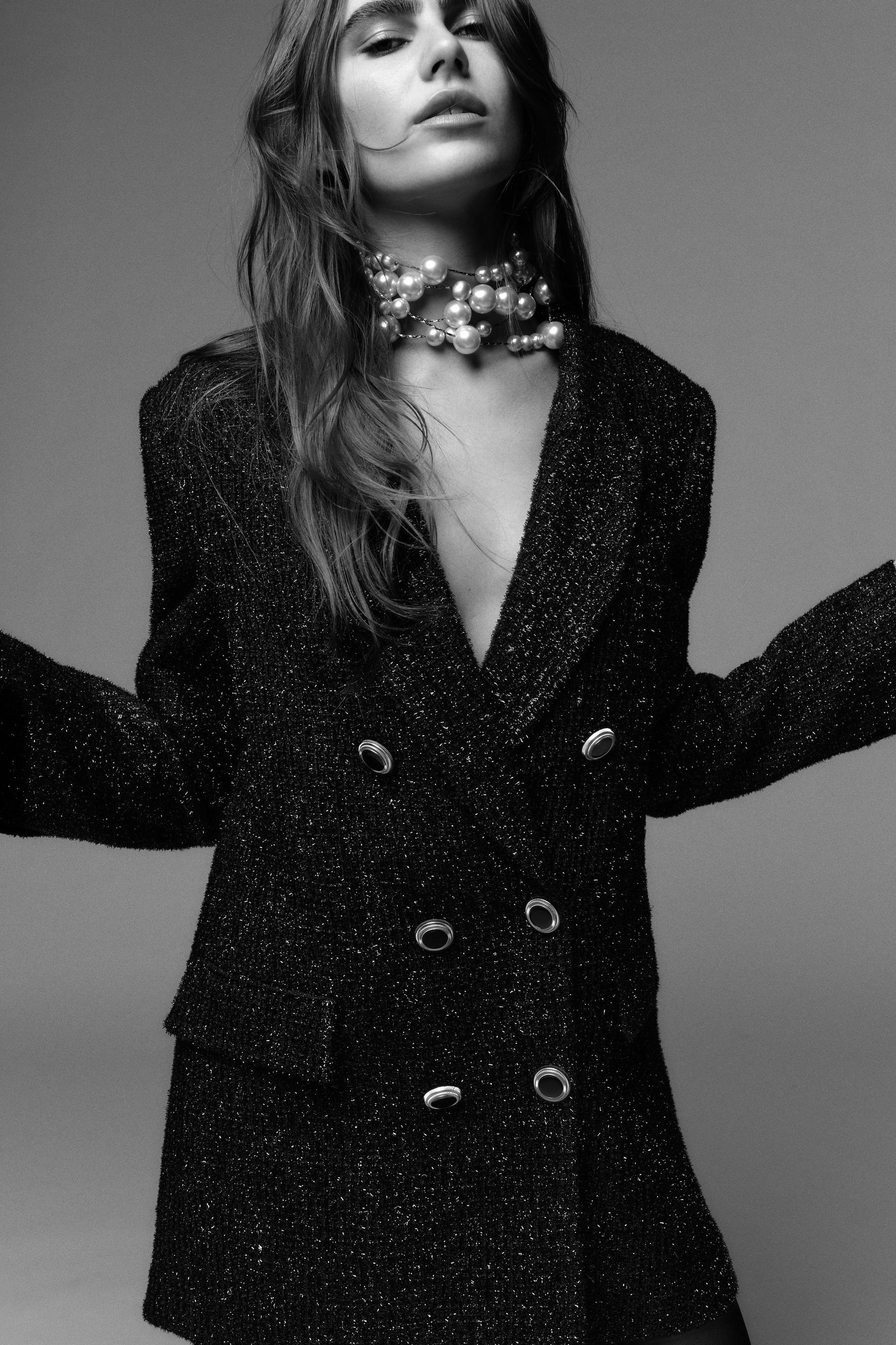 Blazer mit Metallic-Faden