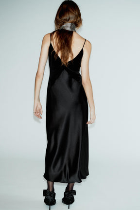 CONTRASTING SATIN MIDI DRESS - Image 7