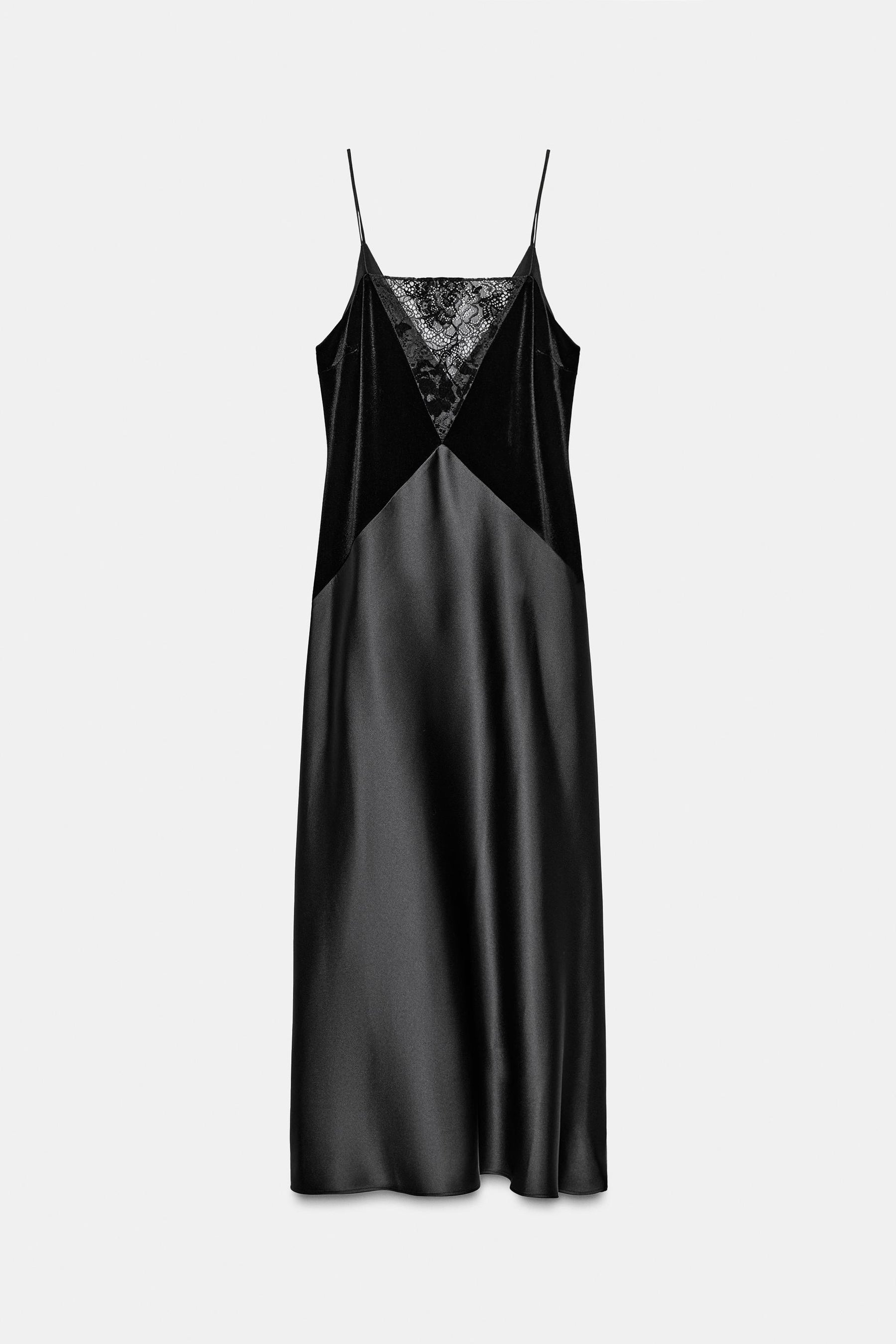 CONTRASTING SATIN MIDI DRESS - Image 8