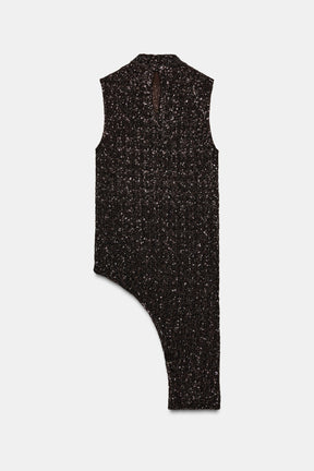 Pailletten-Top mit asymmetrischem Schnitt