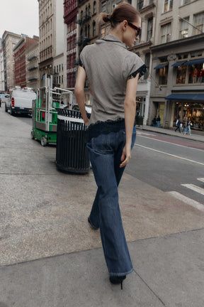 Spitzentop mit Hahnentrittmuster