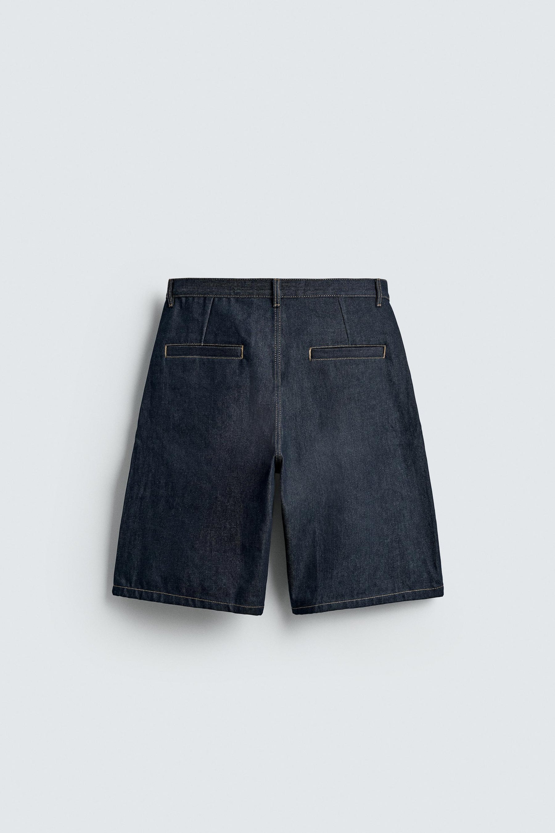 PLEATED RELAXED FIT DENIM BERMUDA SHORTS - Image 7