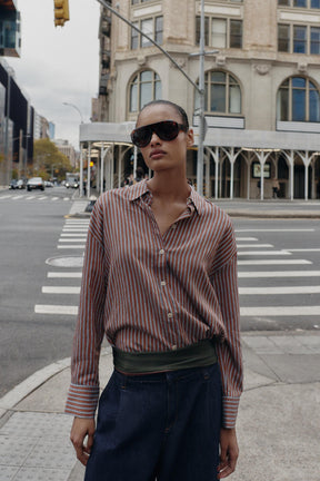 ÜBERGRÖSSTES GESTREIFTES POPELINE-HEMD