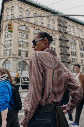 ÜBERGRÖSSTES GESTREIFTES POPELINE-HEMD