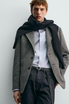 100% WOOL TEXTURED BLAZER AARON LEVINE X - Image 5