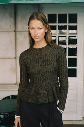 Gerippter Peplum-Cardigan