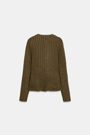 Gerippter Peplum-Cardigan