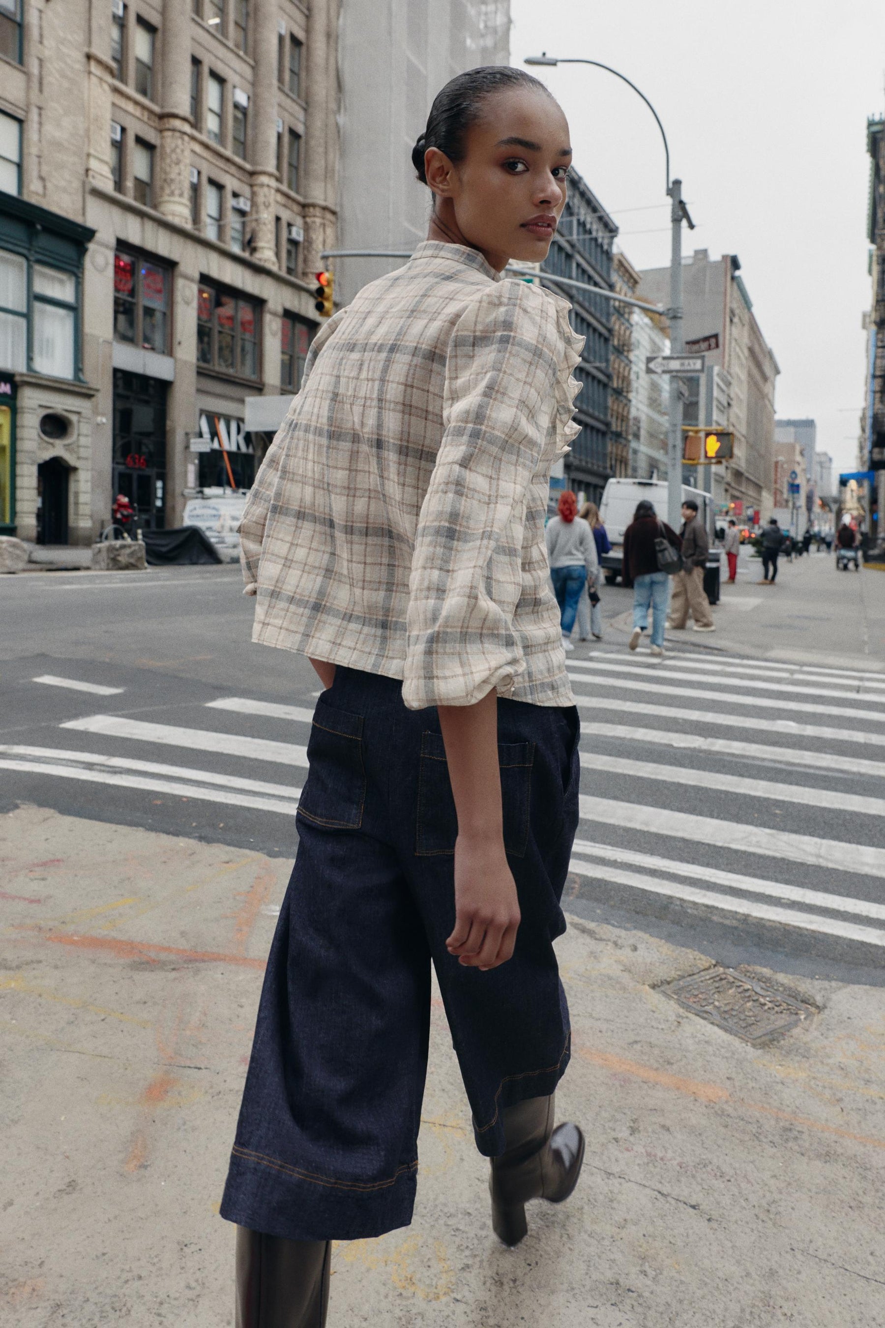 Rüschenhemd mit Karomuster