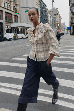 Rüschenhemd mit Karomuster