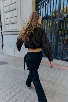 Kurzes Popeline-Ballonhemd