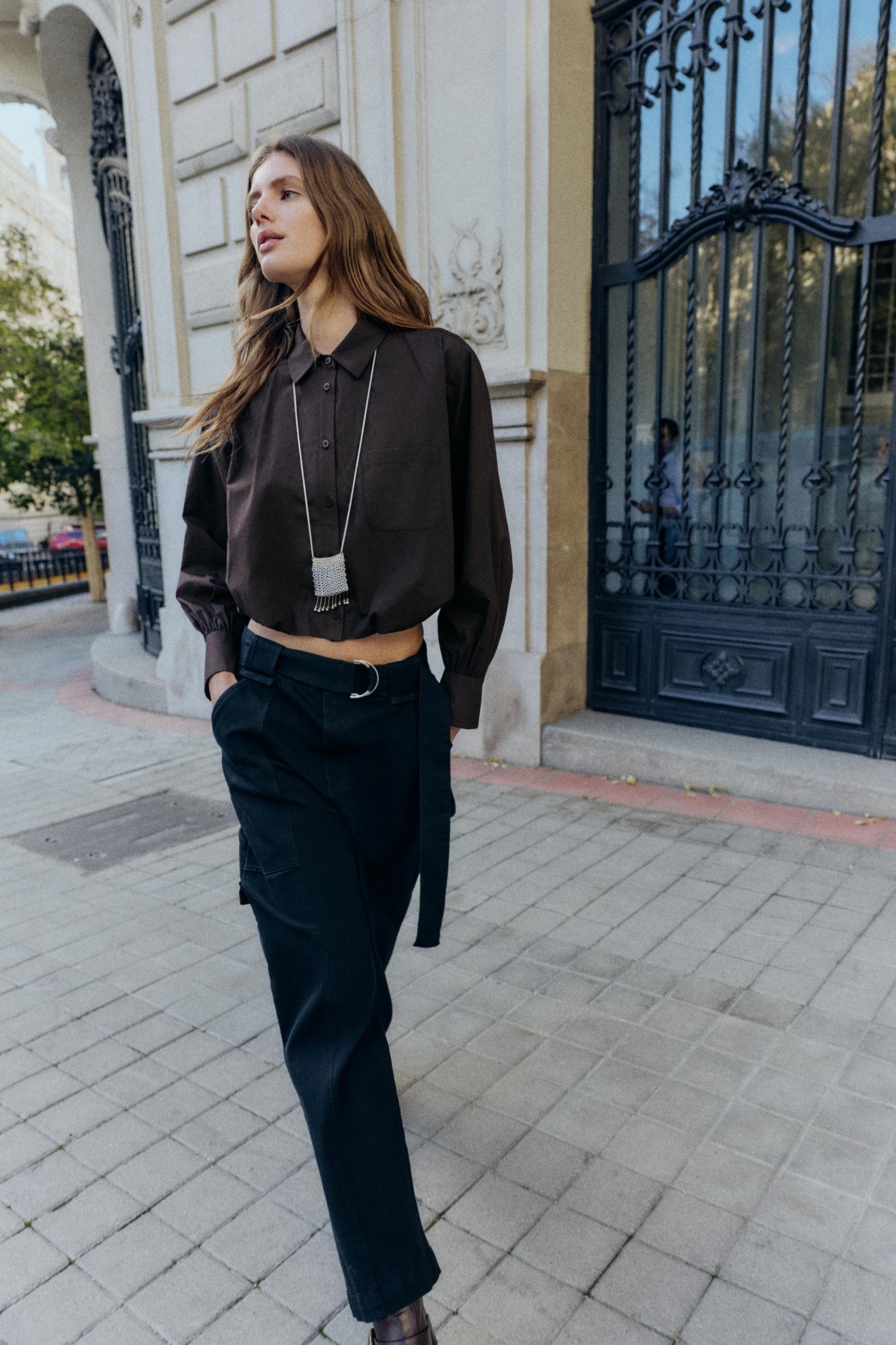 Kurzes Popeline-Ballonhemd