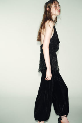 Paillettenbesetztes Neckholder-Top