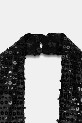 Paillettenbesetztes Neckholder-Top