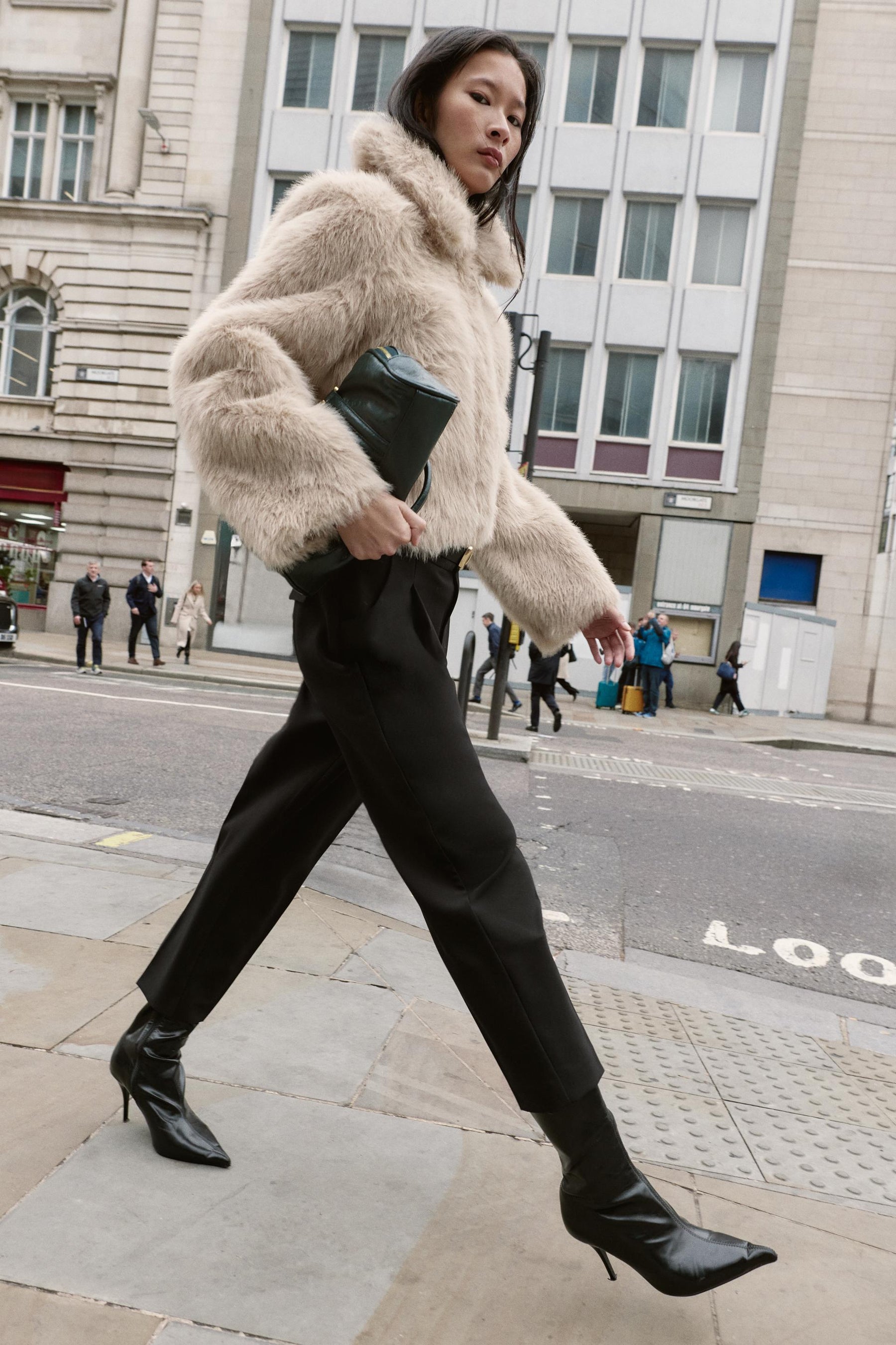 Hahnentritt-Hose mit Gürtel