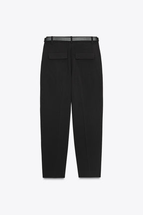 Hahnentritt-Hose mit Gürtel