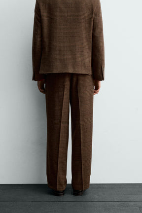 CHECK SUIT TROUSERS WITH PLEATS - Image 3