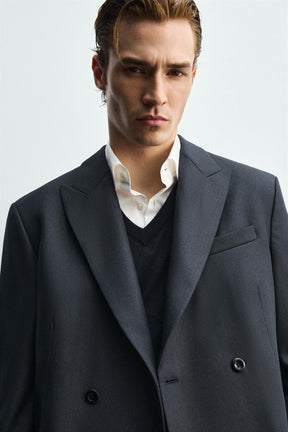 DOUBLE-BREASTED TEXTURED SUIT BLAZER - Image 5
