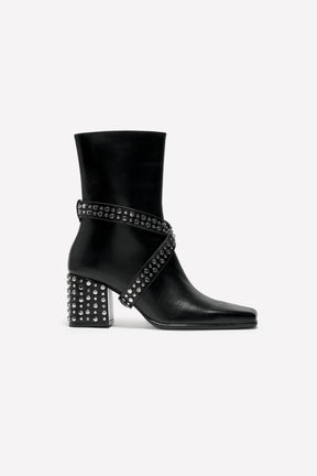 Leder-Ankle-Boots mit Absatz