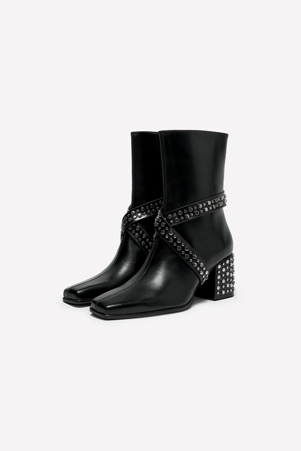 Leder-Ankle-Boots mit Absatz