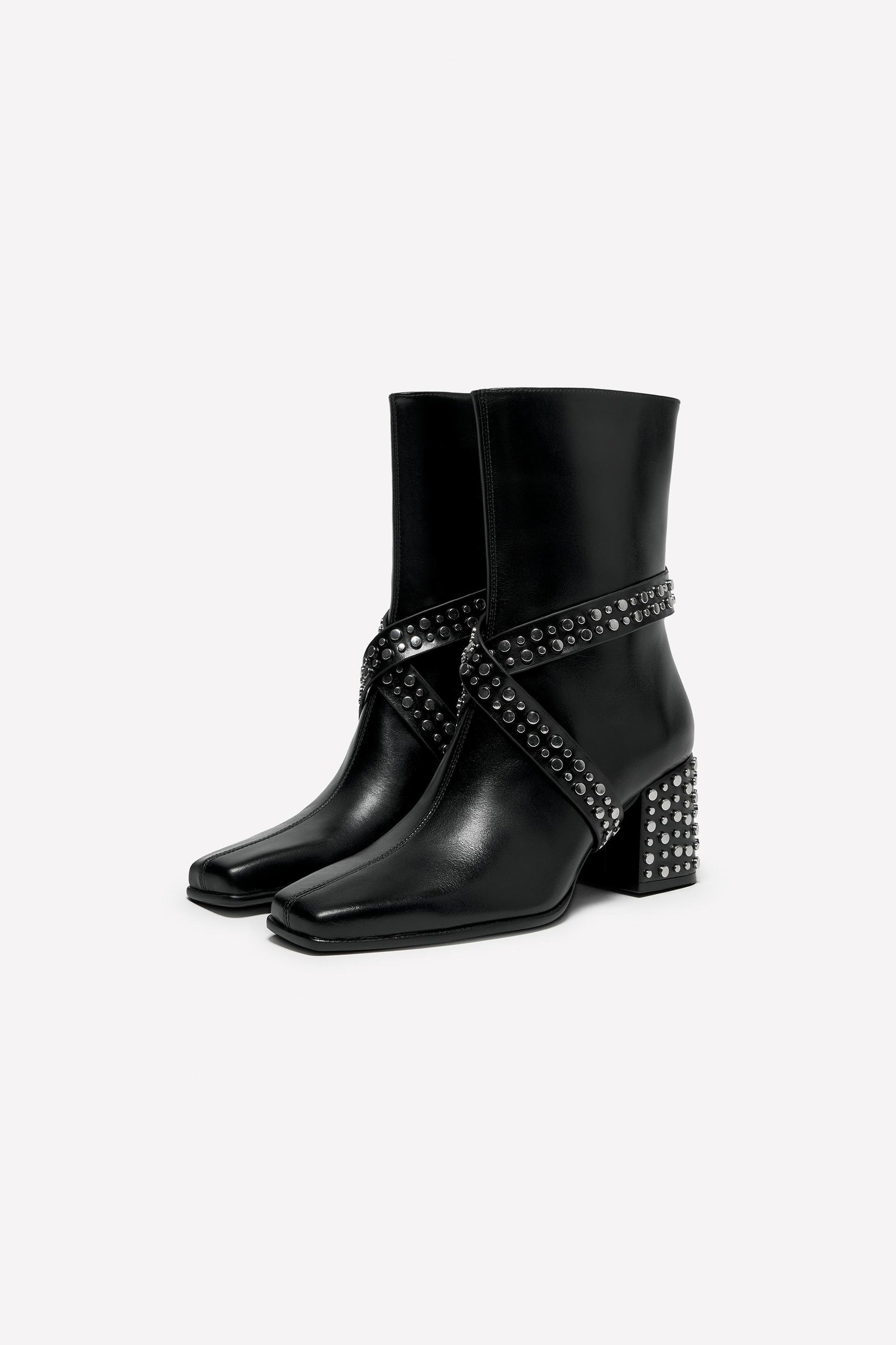 Leder-Ankle-Boots mit Absatz