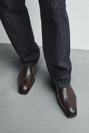 CROCODILE EMBOSSED LEATHER BOOTS - Image 3