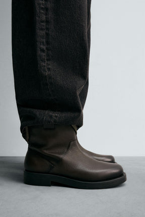 Wide Sole Leather Boots