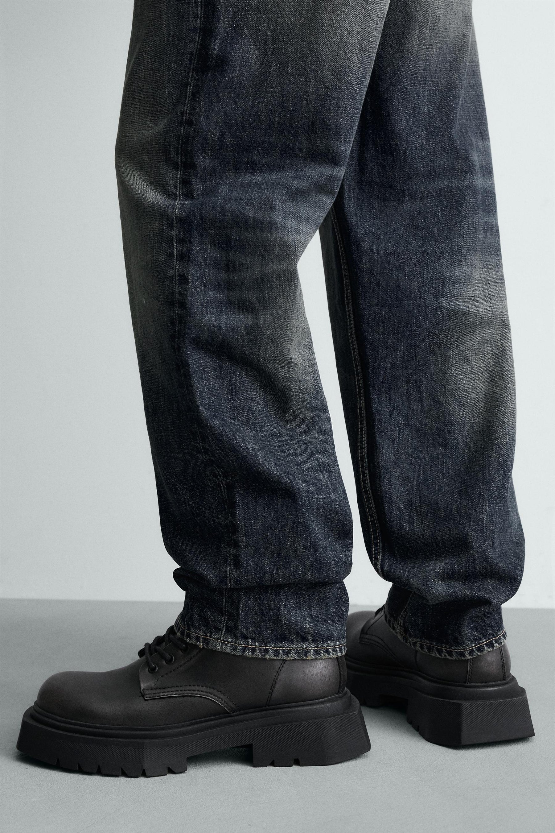 DISTRESSED CHUNKY LACE-UP BOOTS - Image 3