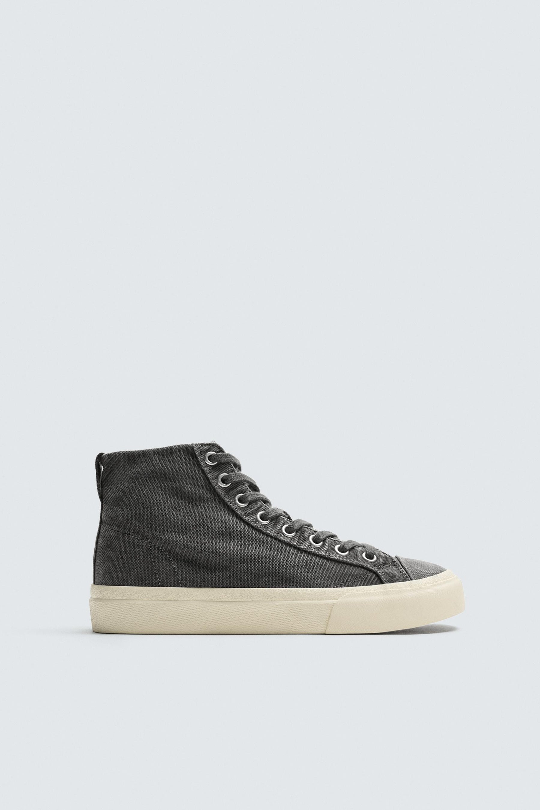 FABRIC HIGH-TOP TRAINERS - Image 1