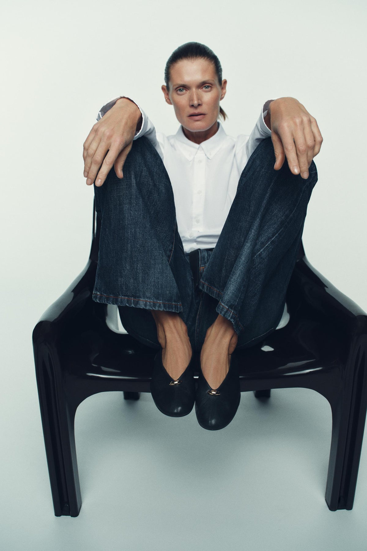 Lederballerinas mit Applikationen